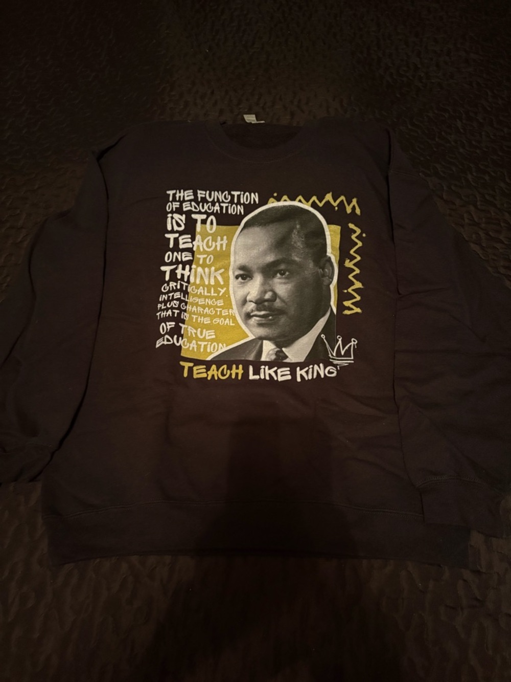 Graphic Black Sweatshirt with Yellow & White Print